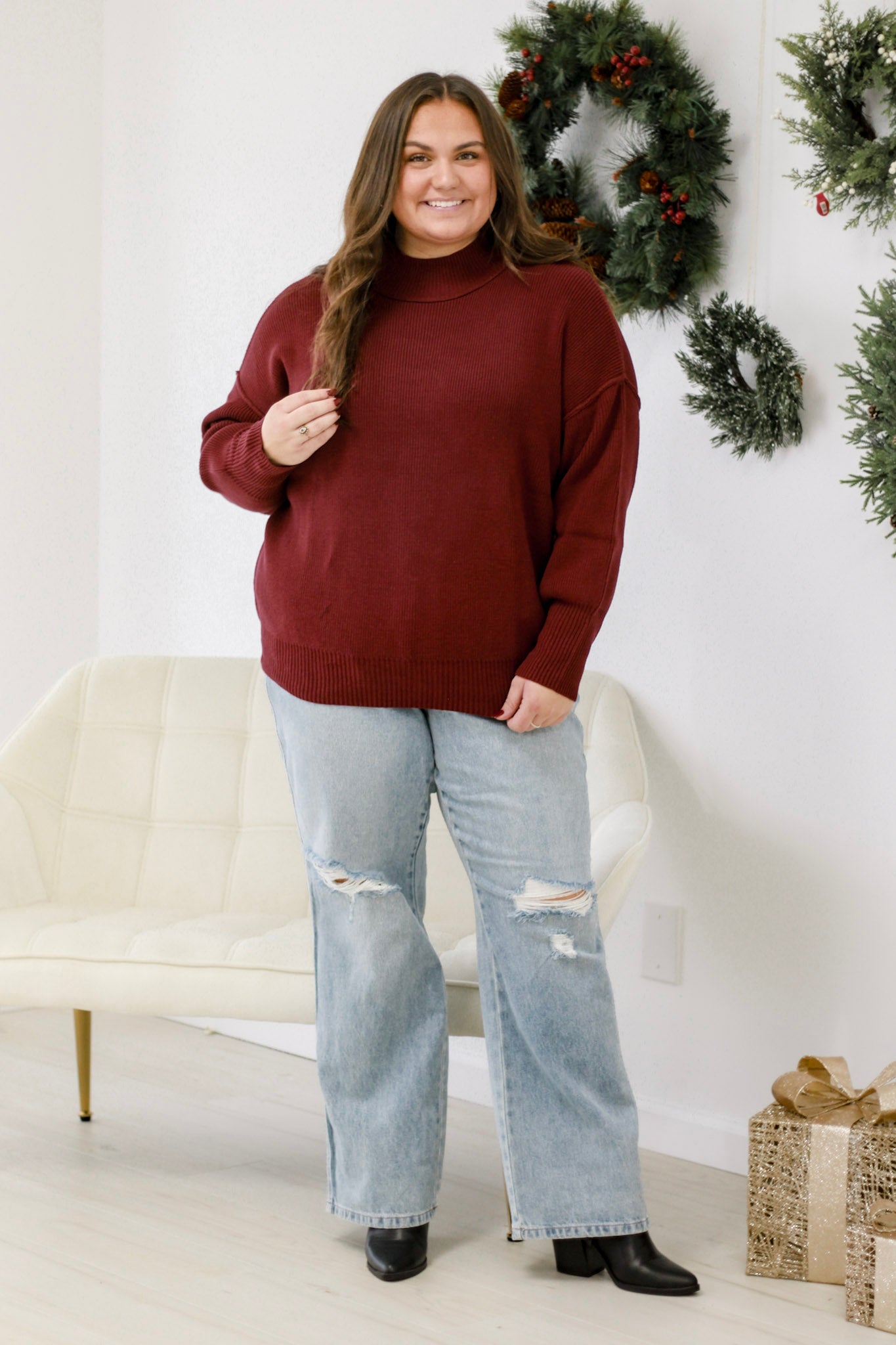 Winter Wonderland Sweater in Cranberry