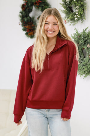 Scuba Half-Zip Pullover Doorbuster in Cabernet