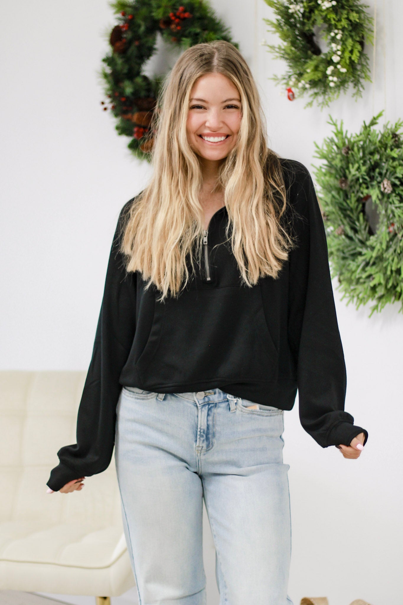 Run Around Town Pullover in Black