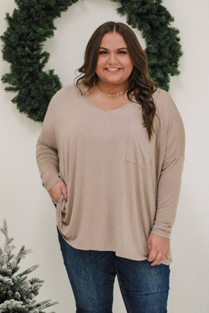 DB At a Glance V Neck Top in Ash Mocha