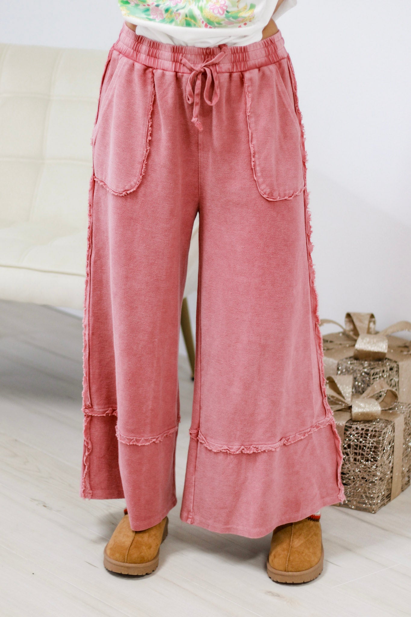 Stand Up Gal Wide Leg Pants in Boho Red