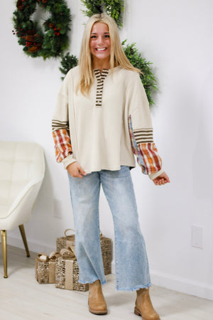 Mixing It Up Waffle Knit Top