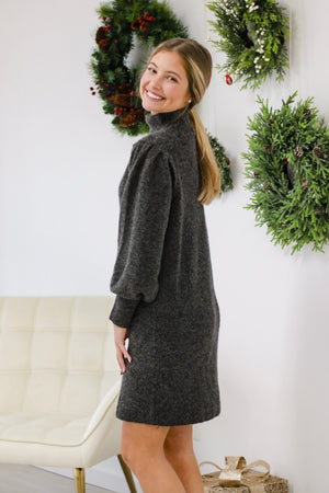 Warm for Winter Sweater Dress in Charcoal