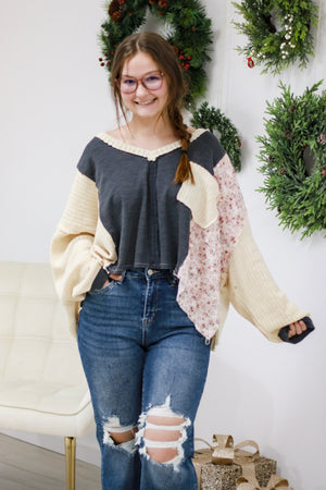 Whimsy Winter Charcoal Top