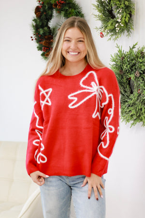 The Sweet Life Red Ribbon Sweater