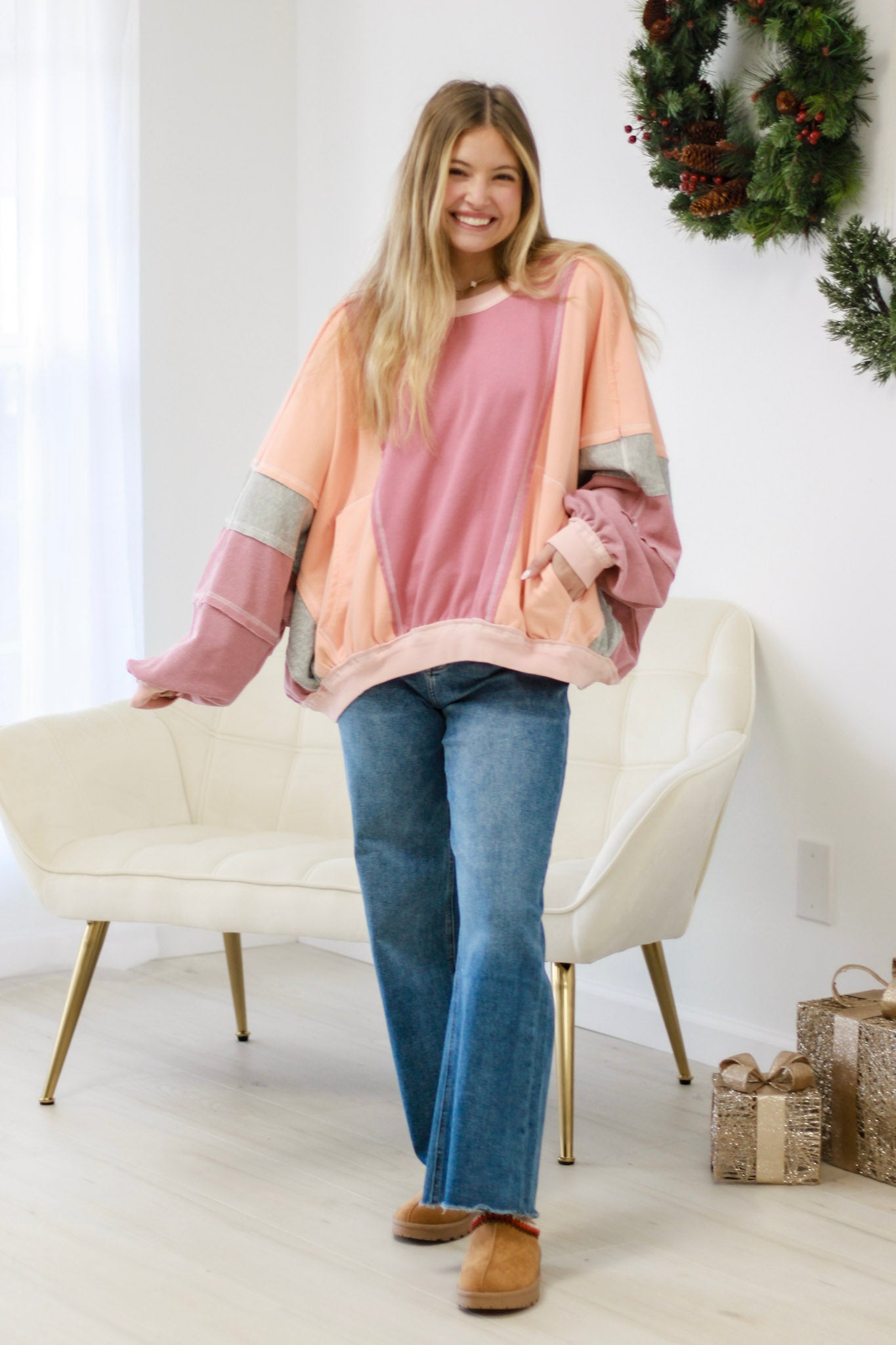 Peach Smoothie Colorblock Pullover