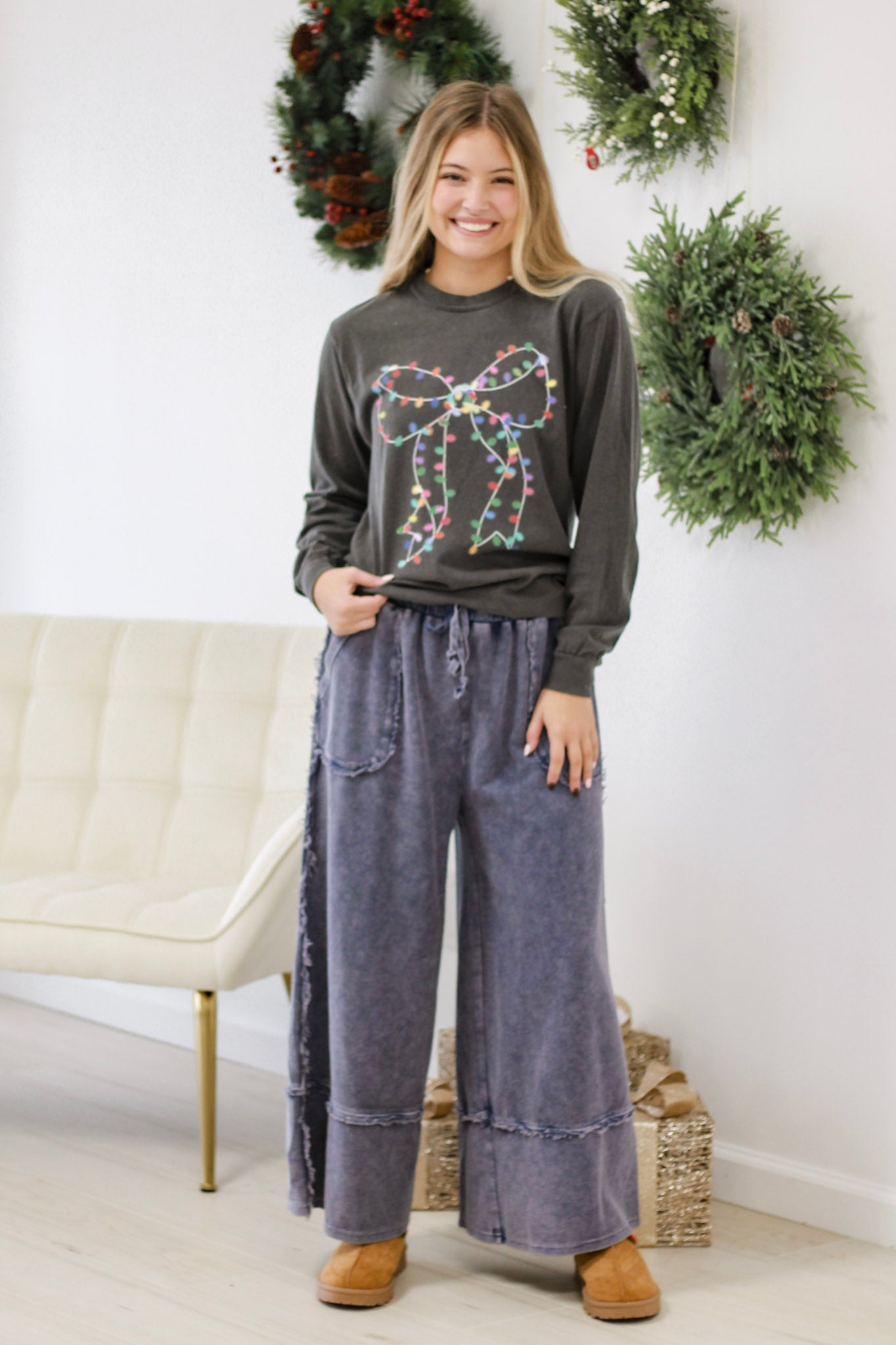 Stand Up Gal Wide Leg Pants in Midnight Blue