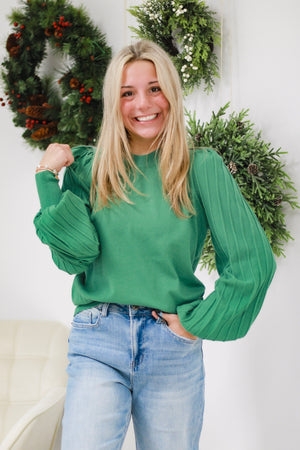 Just a Little Texture Sweater in Rosemary Green