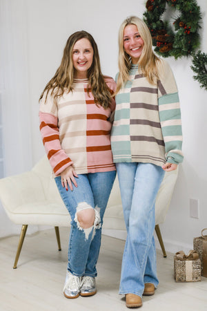 Brand New Love Striped Sweater in Pink Mix