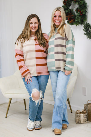 Brand New Love Striped Sweater in Sage Mix