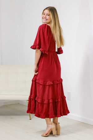 Bell of the Ball Midi Dress in Rudy Red