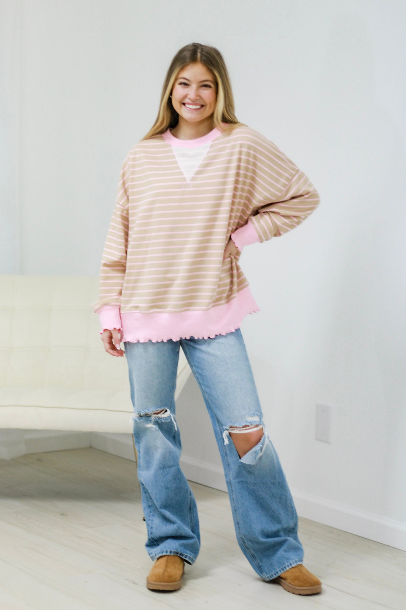 Poised in Pink Pullover by Peach Love California