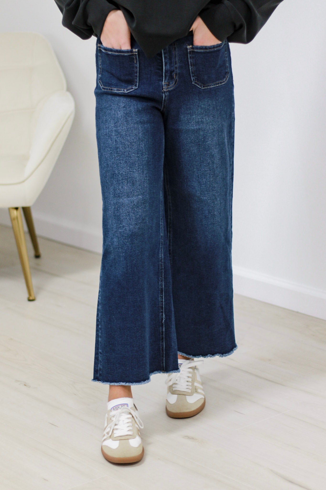 Dark Denim Days Wide Legged Crop by Mica