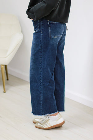 Dark Denim Days Wide Legged Crop by Mica