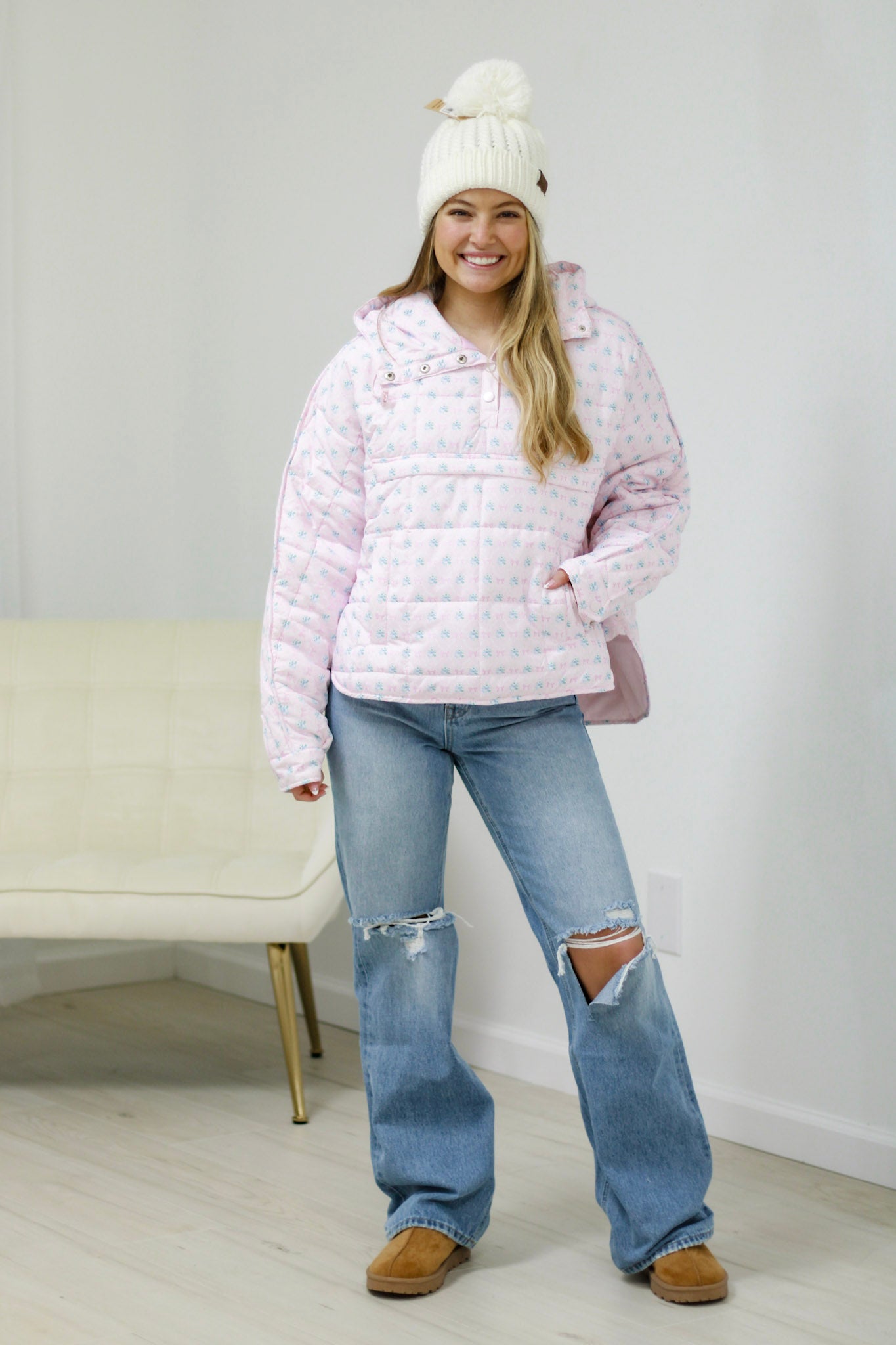 Princess in Pink Puffer Bow Pullover