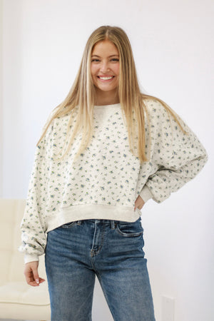 Must Be Love Cropped Floral Sweatshirt