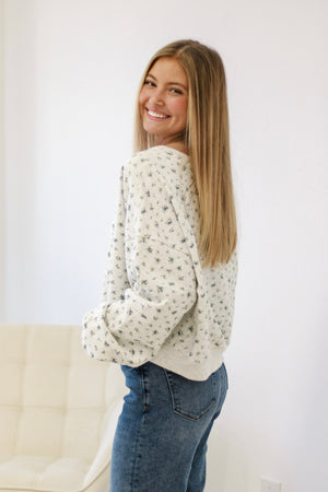 Must Be Love Cropped Floral Sweatshirt