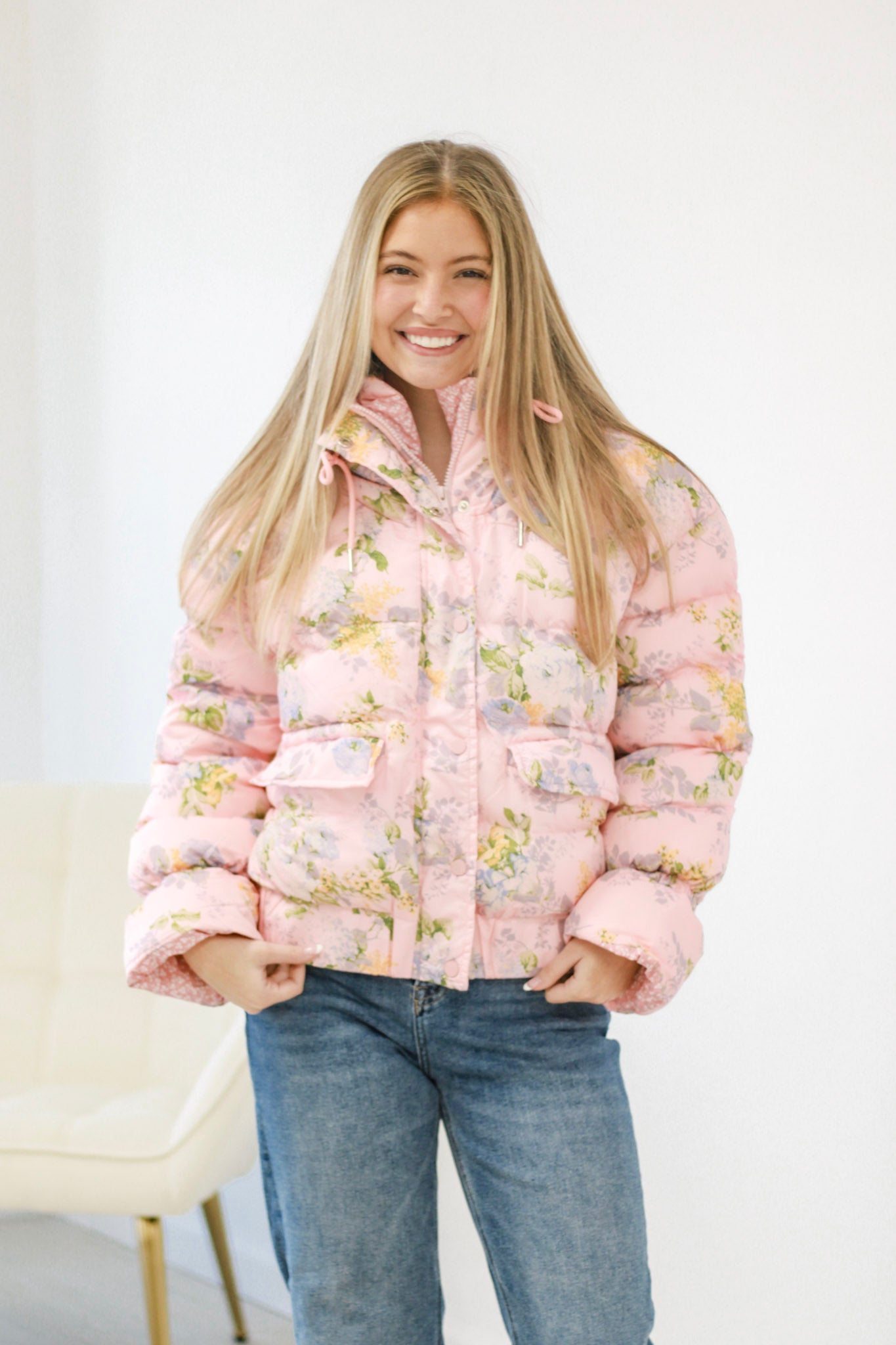 Vibrant Life Floral Puffer Jacket