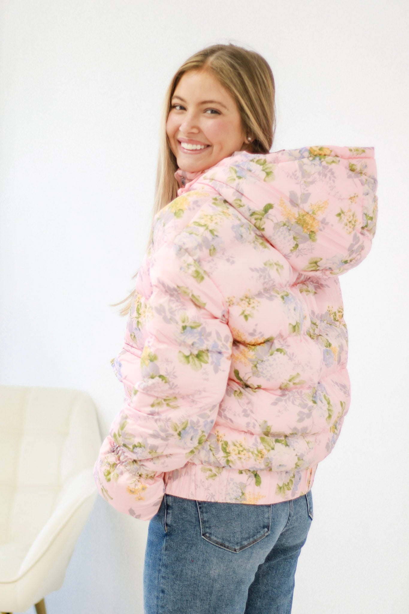 Vibrant Life Floral Puffer Jacket