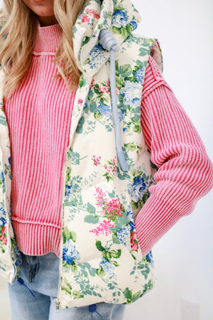 Feeling Fancy Floral Puffer Vest