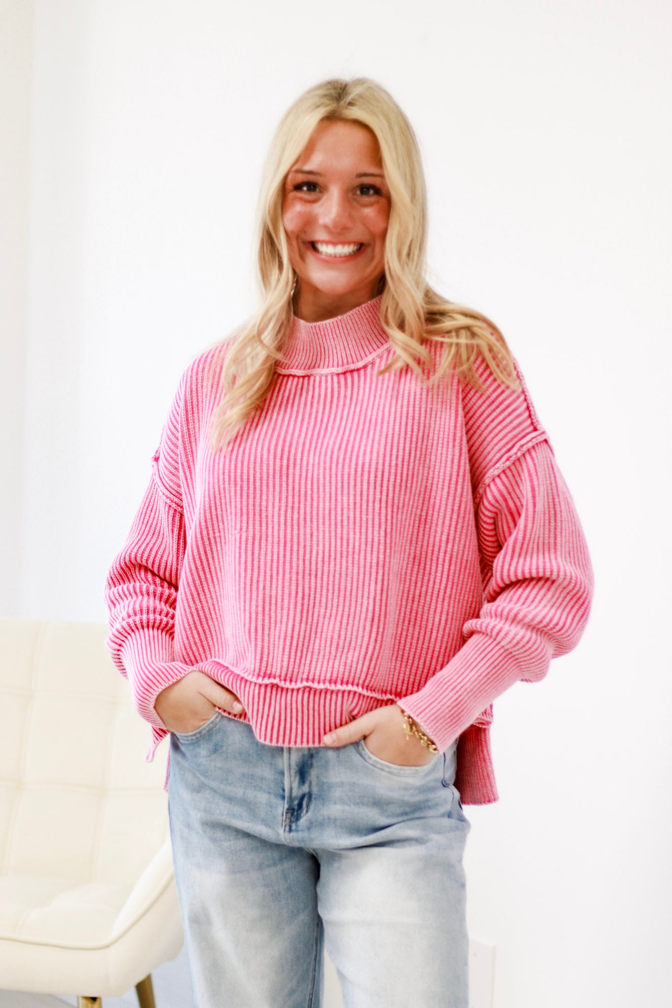 Wound Tight Oversized Sweater in Pink