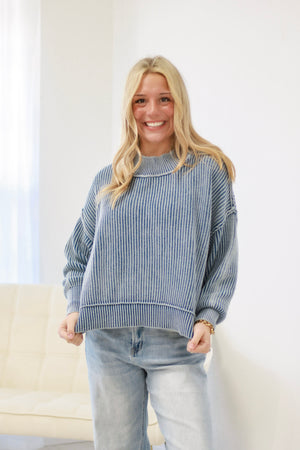 Wound Tight Oversized Sweater in Blue