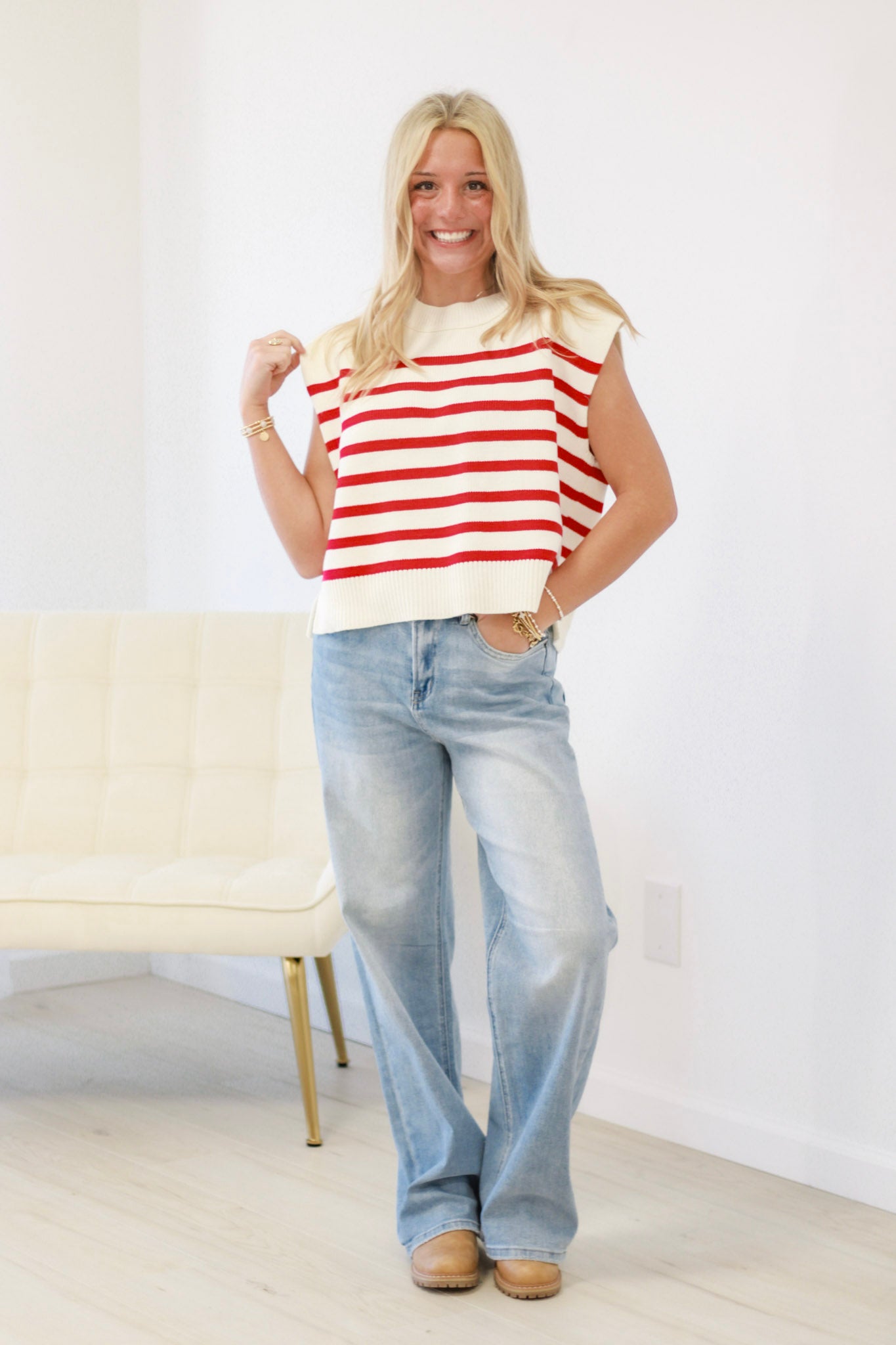 Adore You Striped Sweater in Red/White