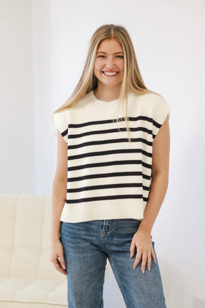 Adore You Striped Sweater in Black/White