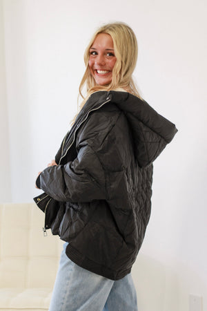 The Londyn Quilted Jacket in Black by Coco & Carmen