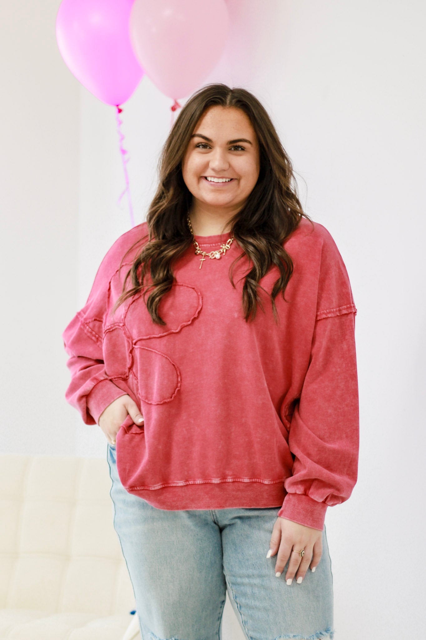 Flower Power Pullover in Boho Red