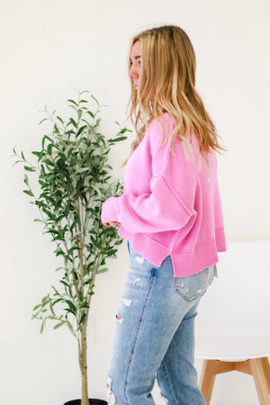 We Have a Warm Feeling Cropped Sweater in Candy Pink