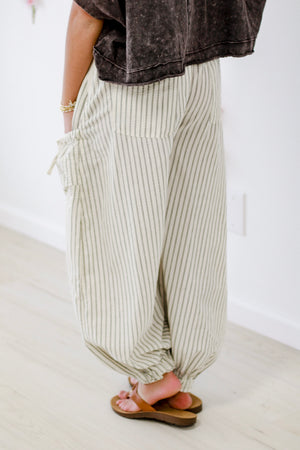 Take a Jog Striped Pants in Oatmeal