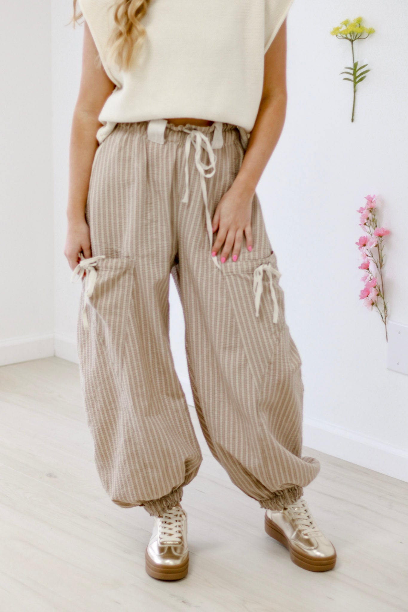 Take a Jog Striped Pants in Cocoa