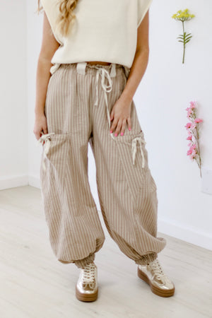 Take a Jog Striped Pants in Cocoa