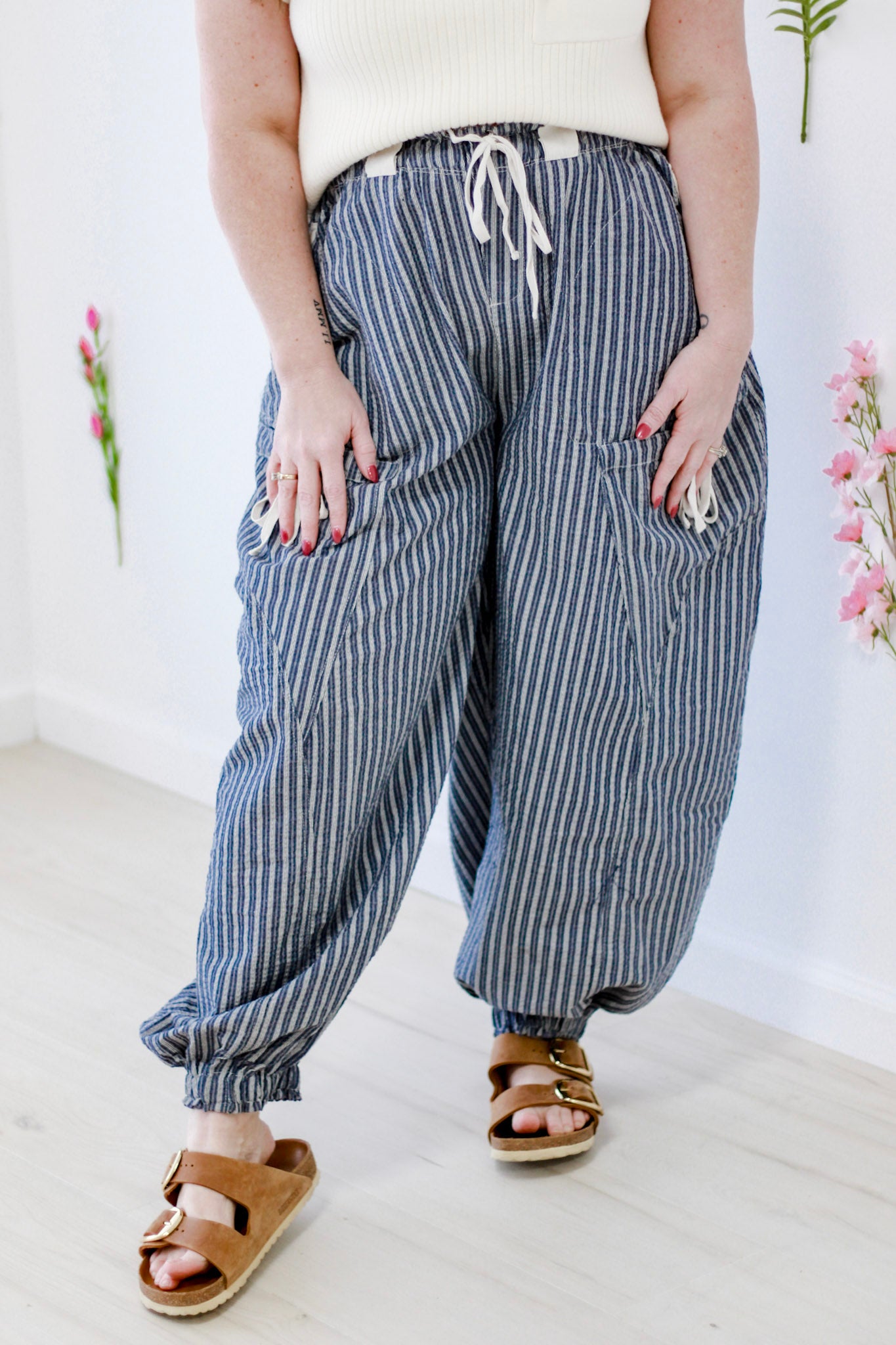 Take a Jog Striped Pants in Denim