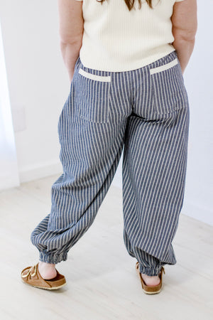 Take a Jog Striped Pants in Denim