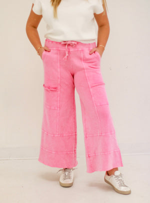 Do You Love Me Wide Leg Pants in Barbie Pink