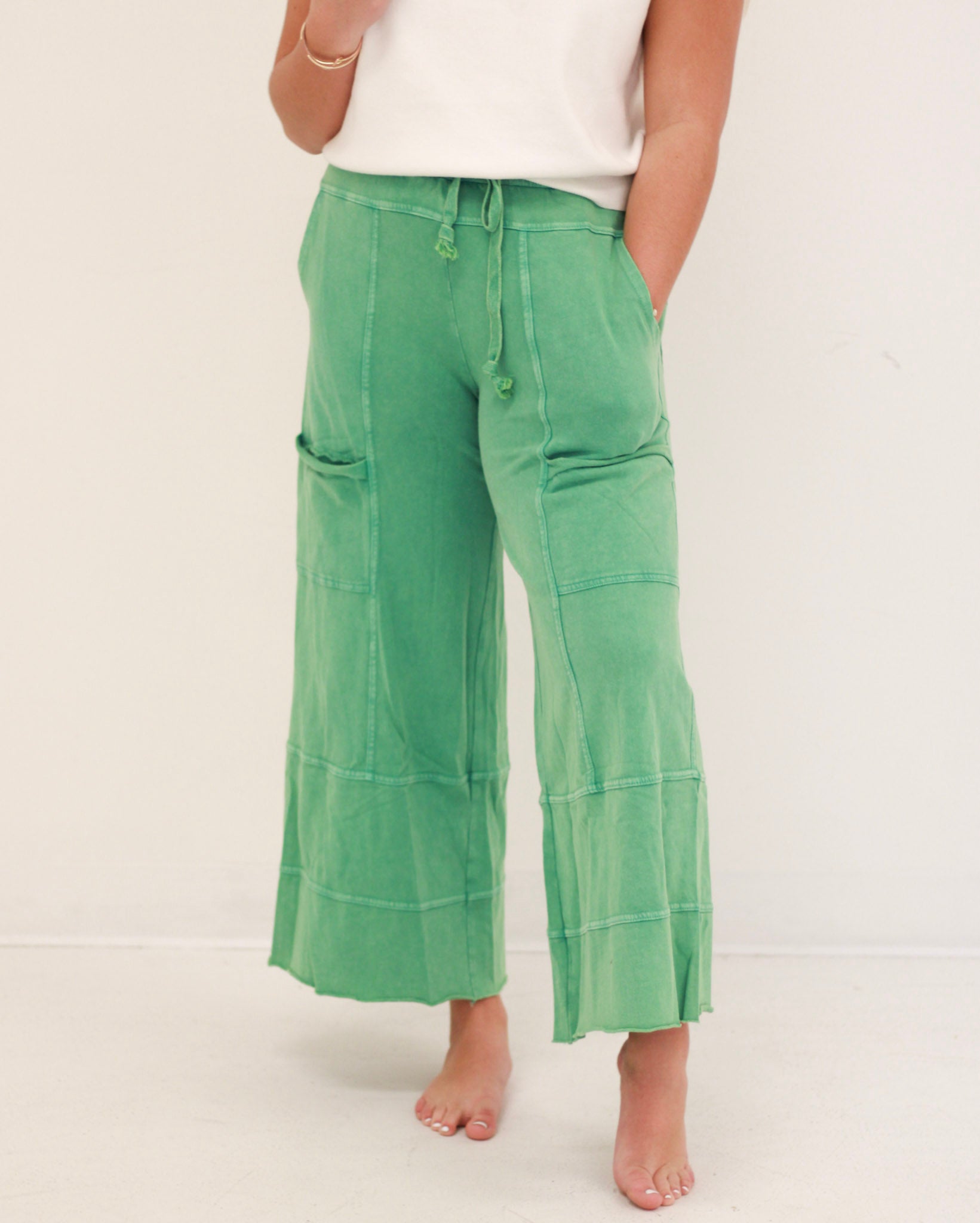 Do You Love Me Wide Leg Pants in Evergreen