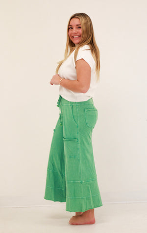 Do You Love Me Wide Leg Pants in Evergreen