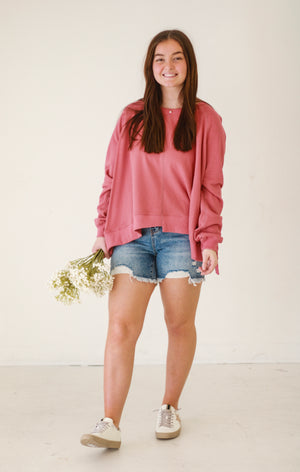 The Weekender Pullover in Dried Rose