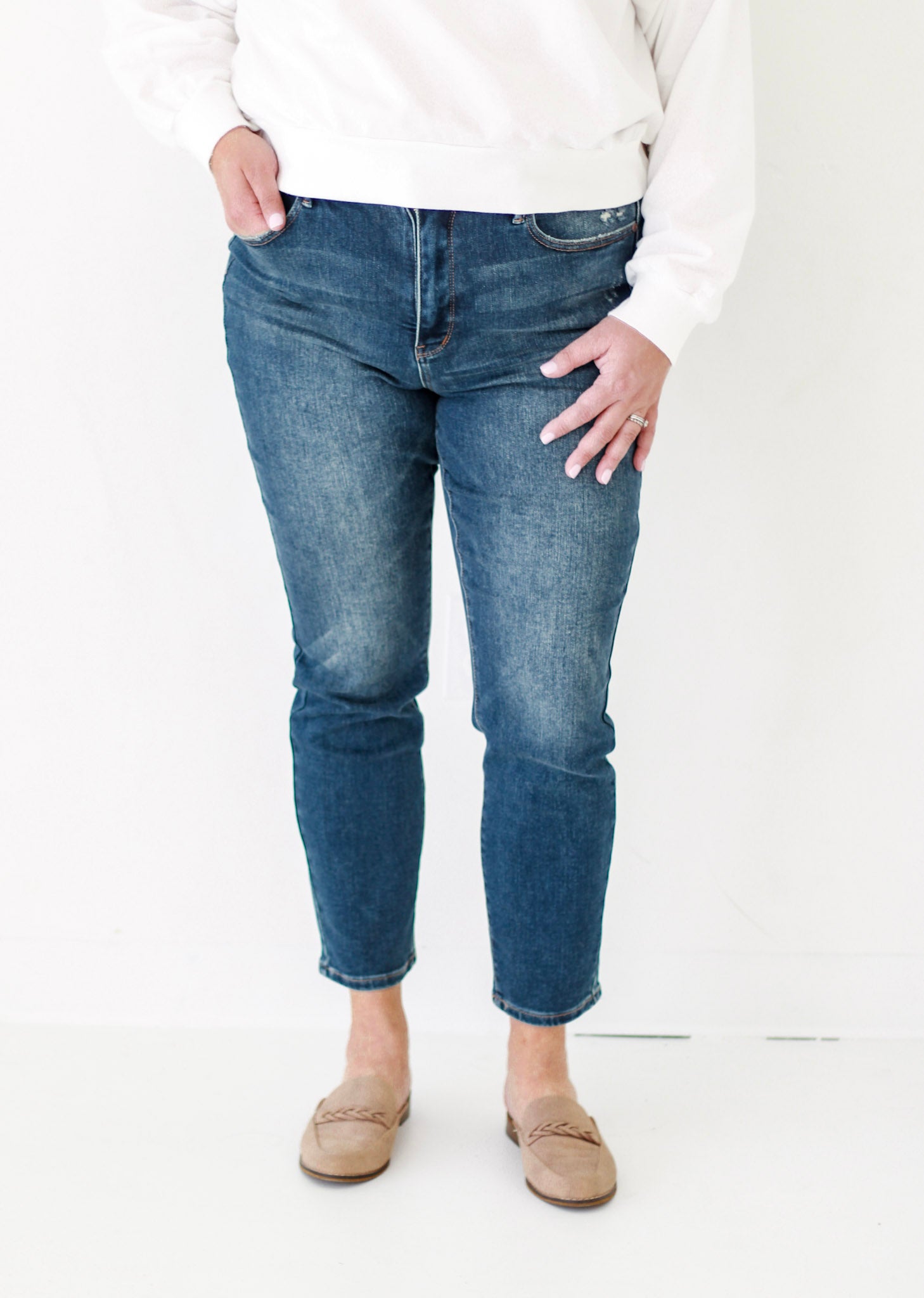 You Have Control Cropped Tummy Control Jeans in Navy - Allure Clothing  Boutique