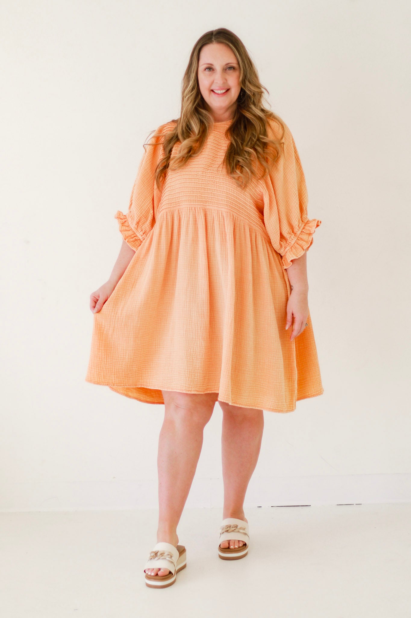 Time to Breathe Dress in Tangerine - Allure Clothing Boutique