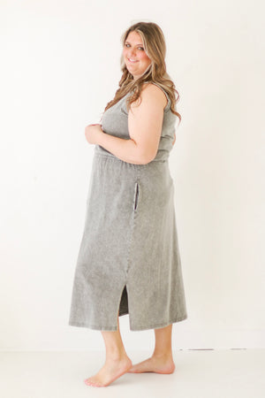 Day at the Park Mineral Wash Dress in Ash