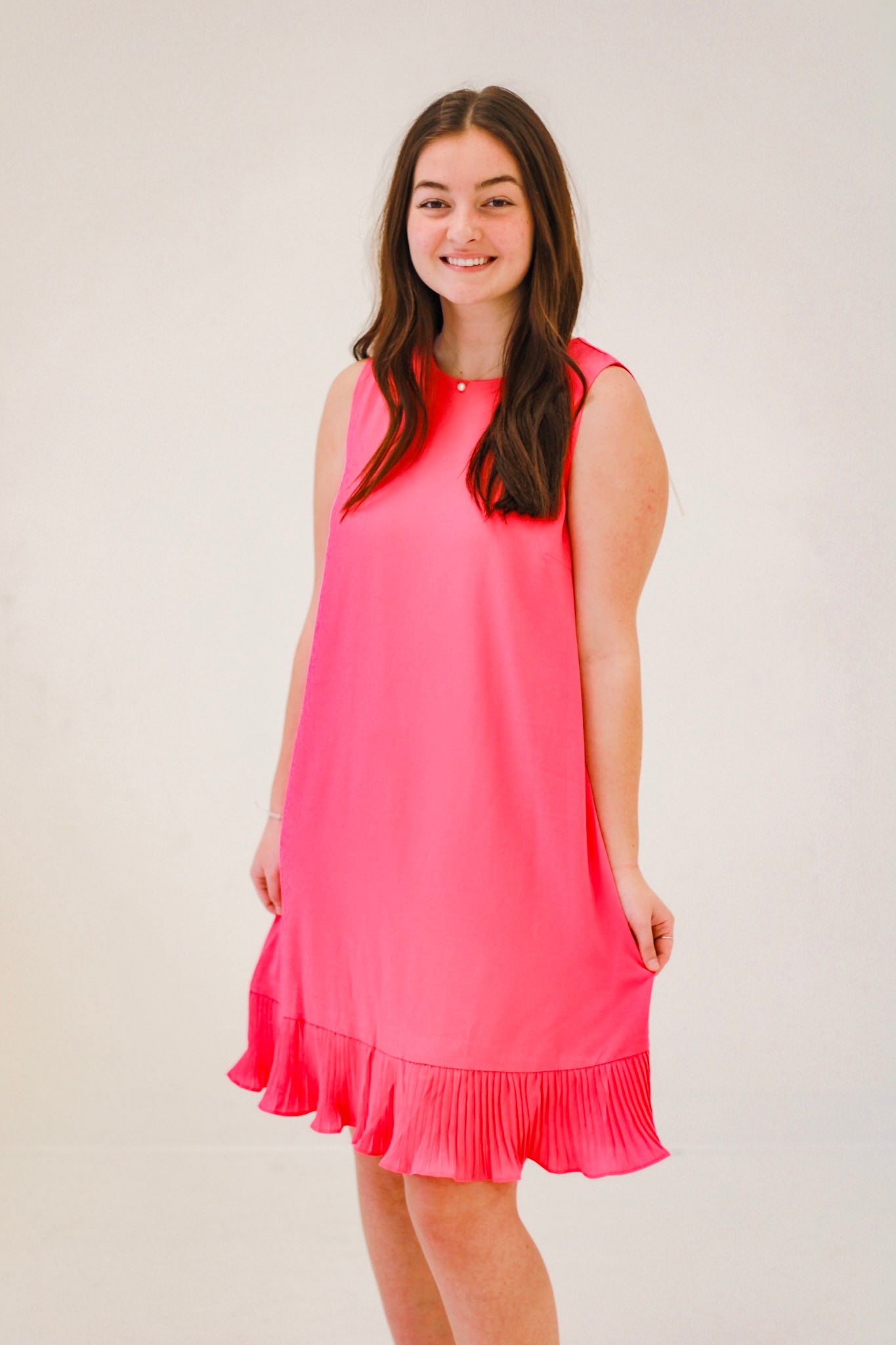 The Right Moment Hot Pink Ruffle Bottom Dress