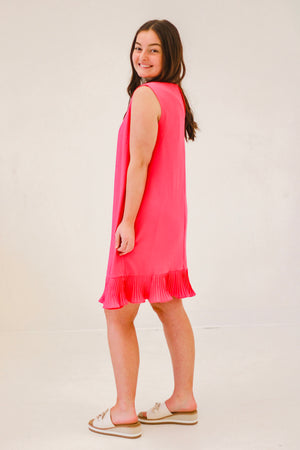 The Right Moment Hot Pink Ruffle Bottom Dress