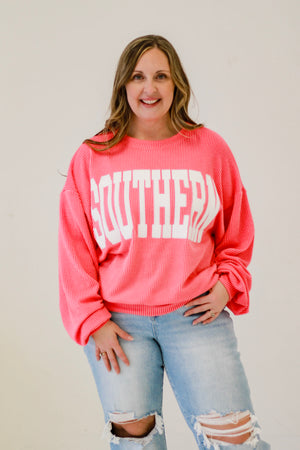 Southern Ribbed Pullover in Watermelon