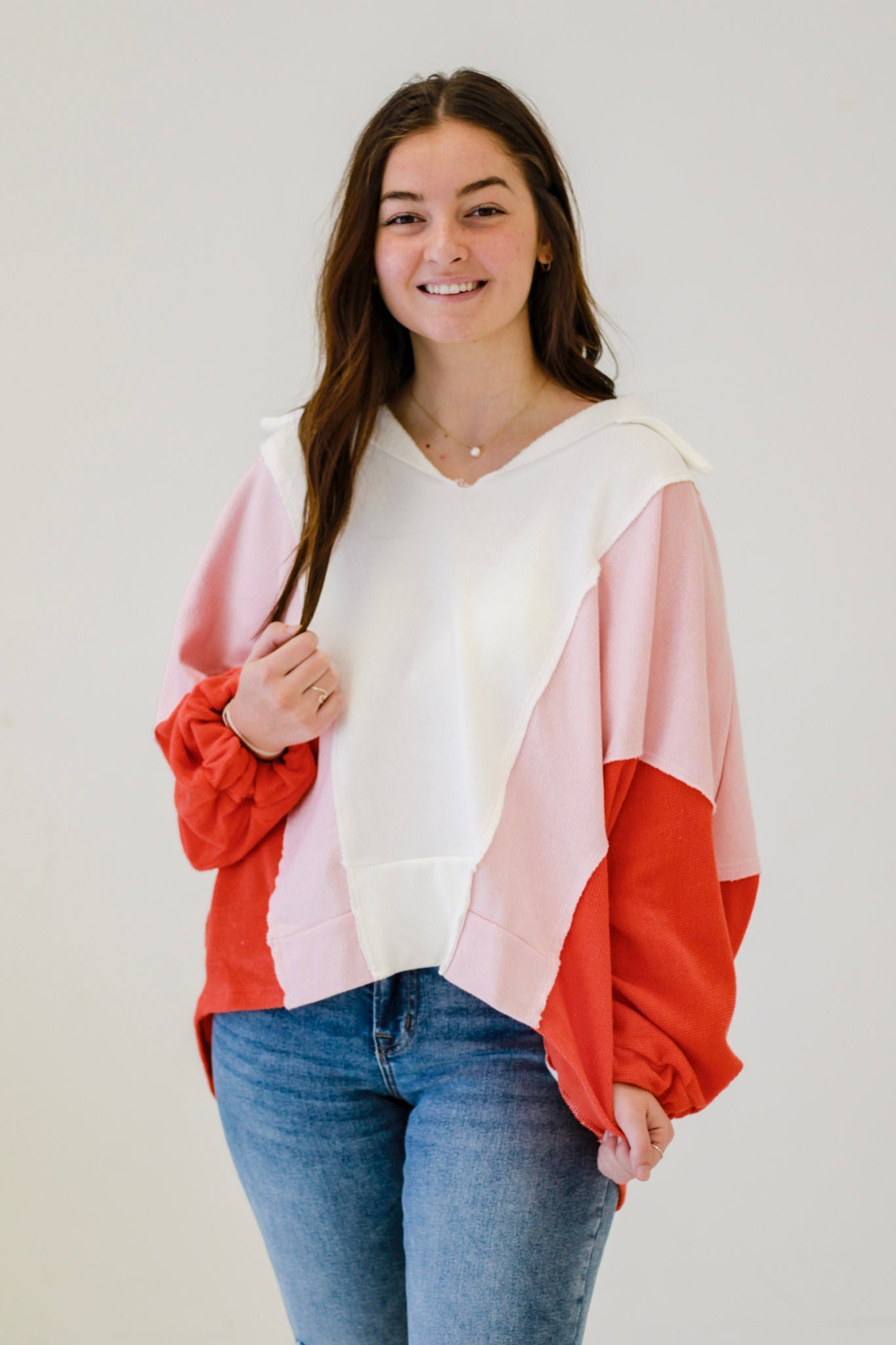 Bring Out the Best Buckletlist Pullover in White, Pink & Red