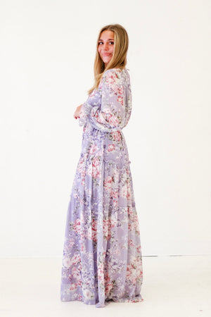 Embrace Coastal Vibes Floral Maxi Dress In Lilac