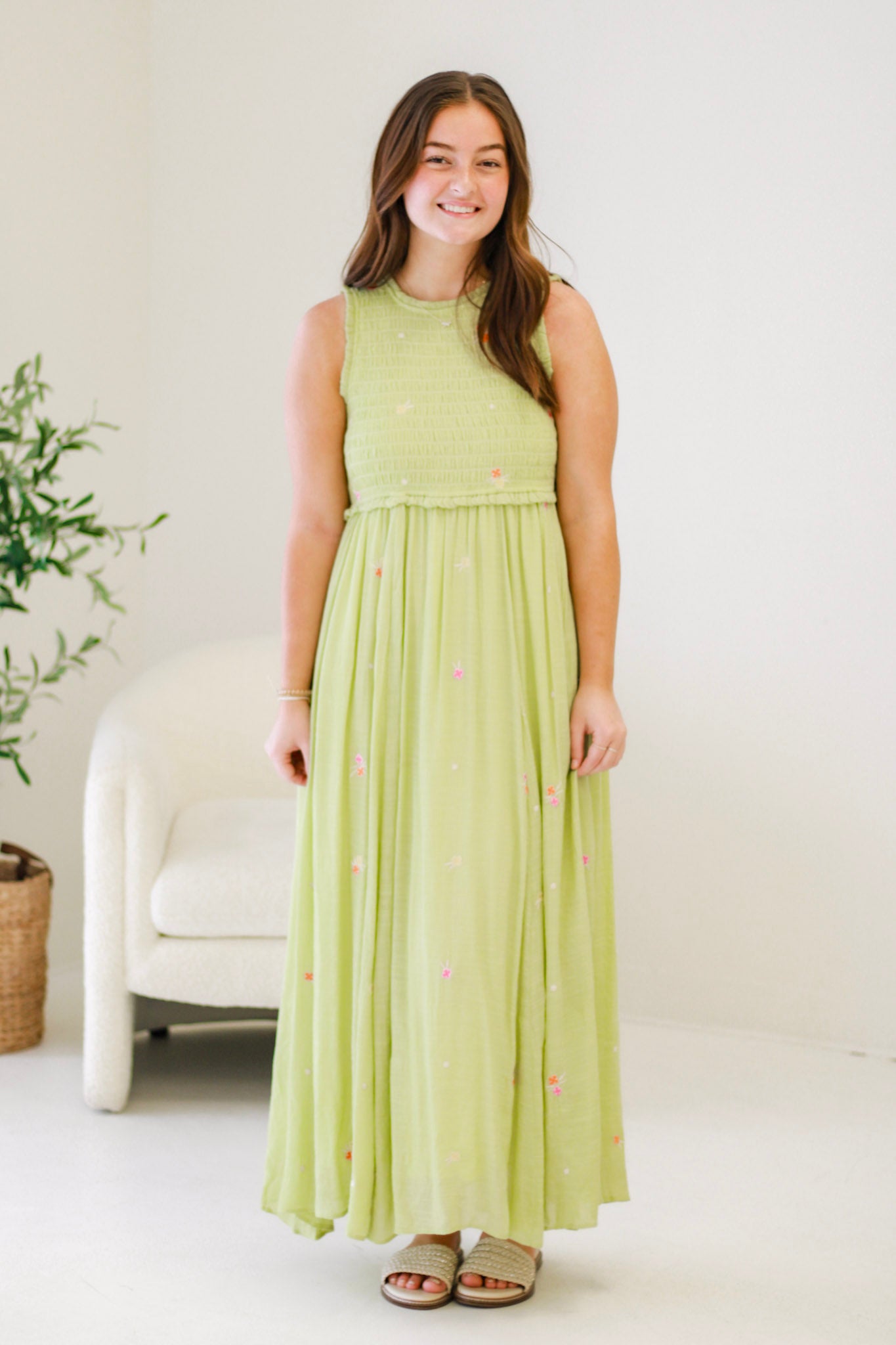 Spring Blooms Maxi Dress in Pistachio Green