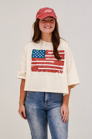 Vintage USA Flag in Cream